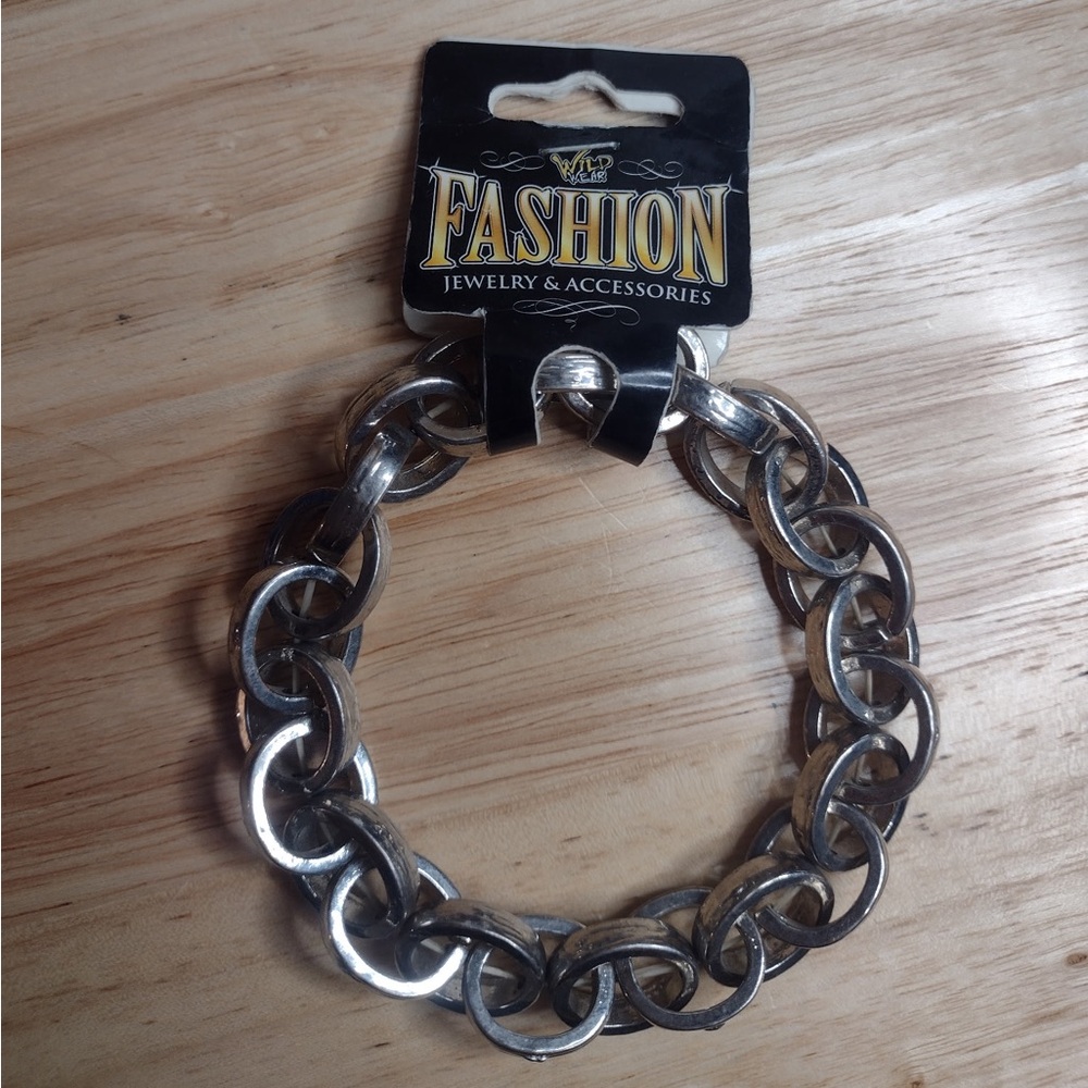 New! Silver Chunky Circle Chain Bracelet